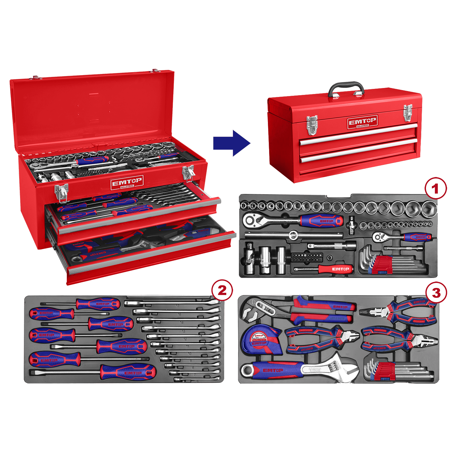 Caja de herramientas de 105 piezas - EMTOP MEXICO