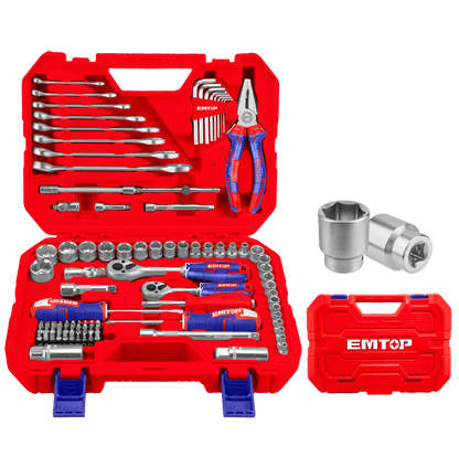 Caja de herramientas para mecánico de 91 piezas - EMTOP MEXICO