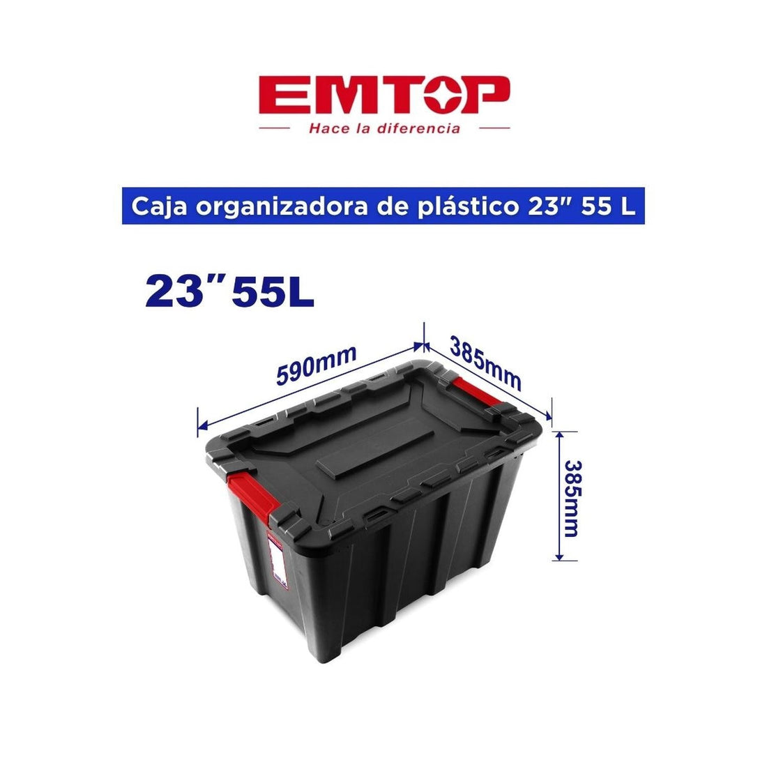 Caja organizadora de plástico 23&quot; 55 L - EMTOP MEXICO