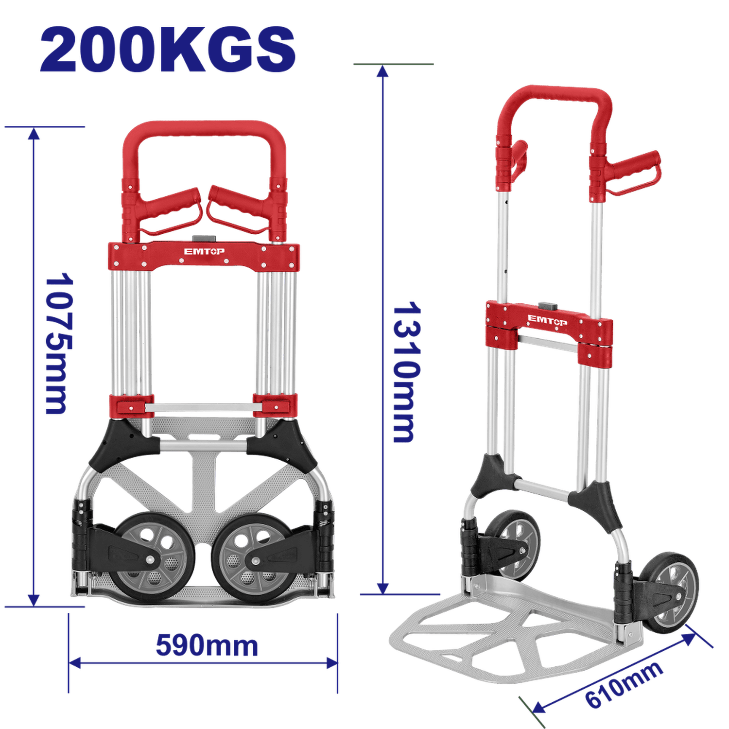 Diablito de carga plegable 200 Kg - EMTOP MEXICO