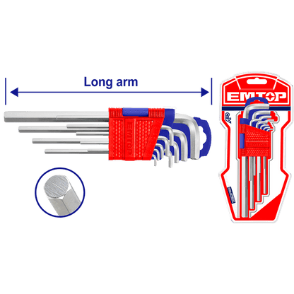 Juego de llaves Allen de 9 piezas - EMTOP MEXICO