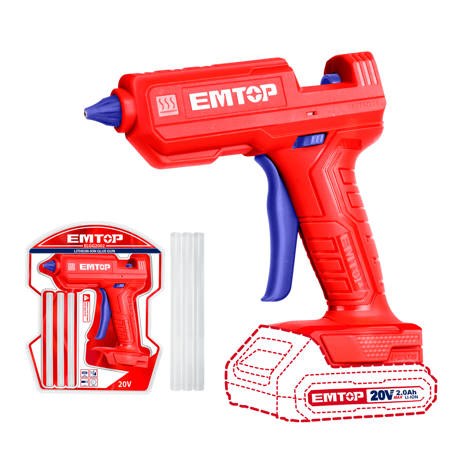 Kit Pistola de Silicón EMTOP inalámbrica 20V - EMTOP MEXICO