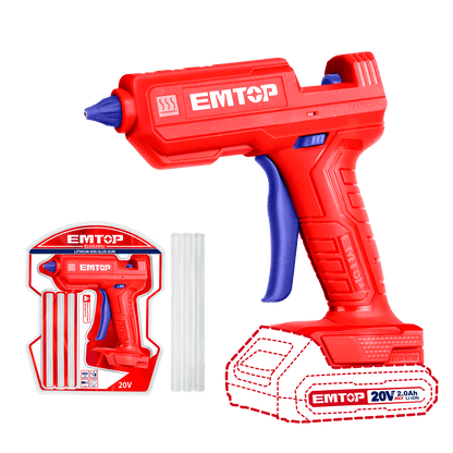 Kit Pistola de Silicón EMTOP inalámbrica 20V - EMTOP MEXICO