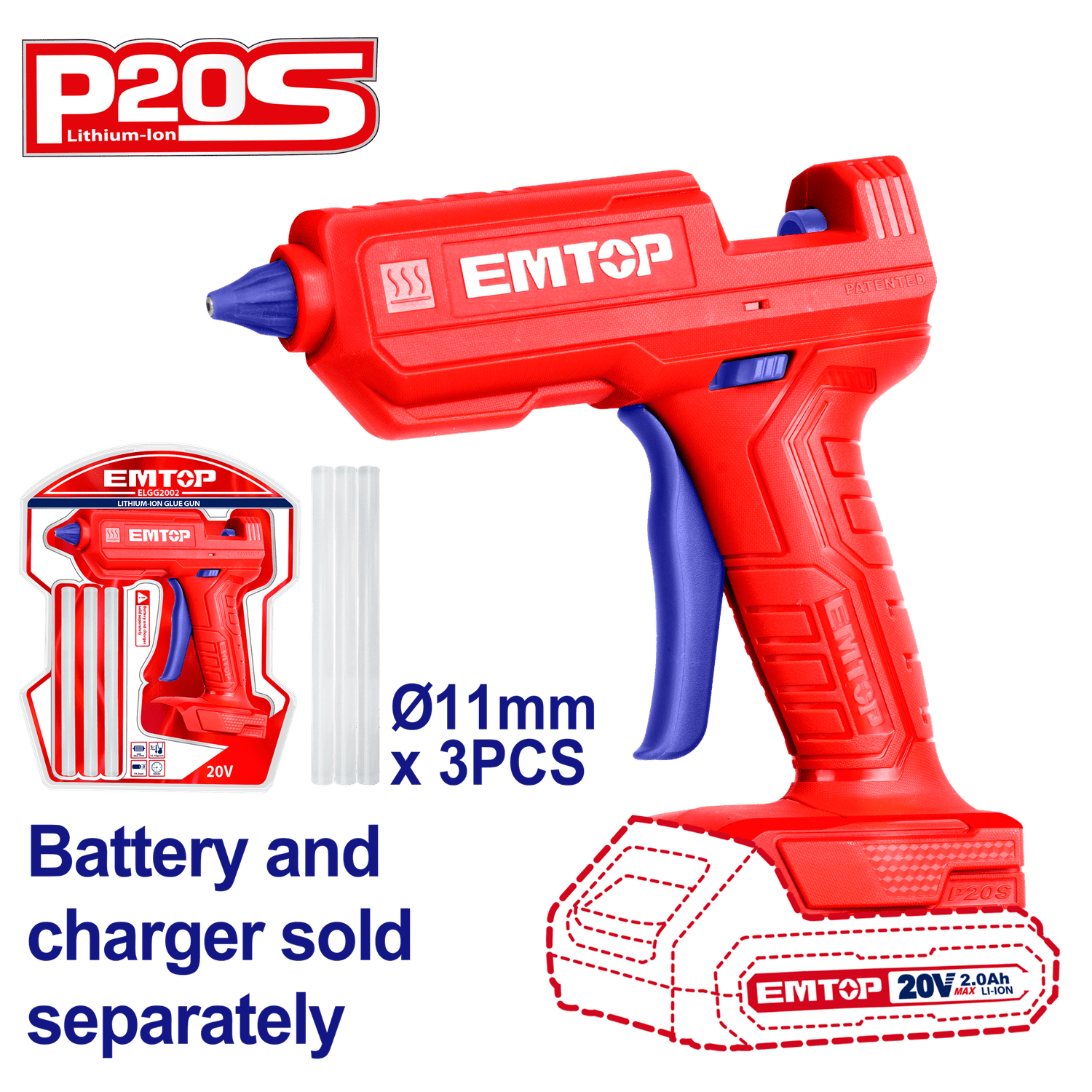 Kit Pistola de Silicón EMTOP inalámbrica 20V - EMTOP MEXICO