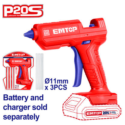 Kit Pistola de Silicón EMTOP inalámbrica 20V - EMTOP MEXICO